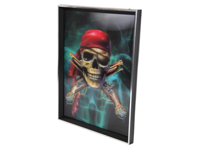 3D Pirate Skull Plaque with Frame